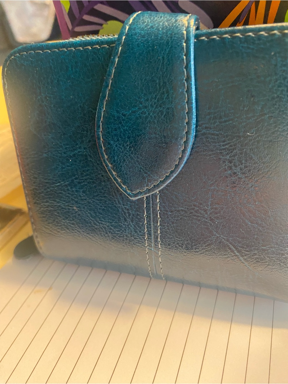 Teal Leather Snap Wallet